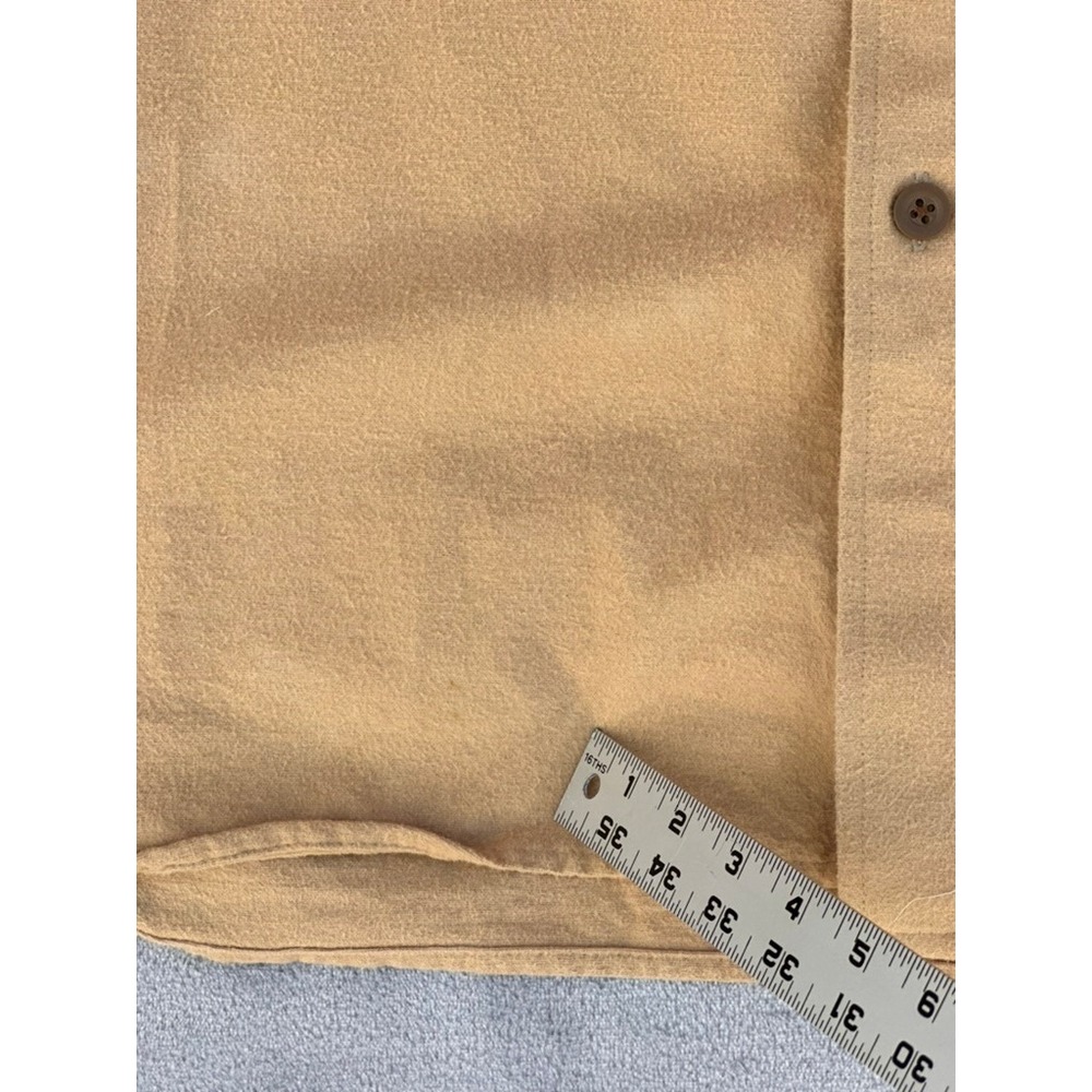 LL Bean Mens Chamois Cloth Shirt Large Tall Tan Cotton Heavy Flannel 0MT04 - Picture 7 of 8